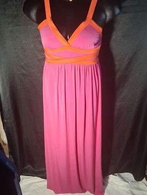 sofia by sofia vergara Pink and Orange Spaghetti-Strap Maxi Dress